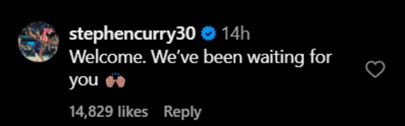 Steph Curry's comment on LeBron James' Instagram post